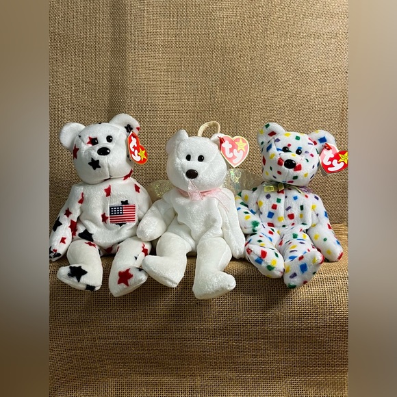 Set of Collectible TY Beanie Babies Bears GLORY TY 2K & Halo Stamped/Tush